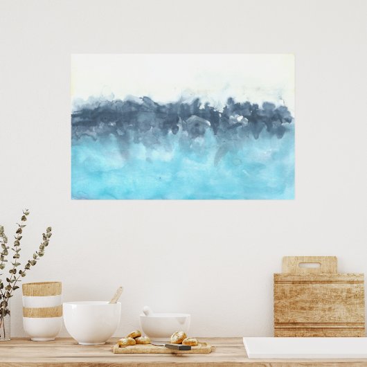 Layered Blues Abstrakte Malerei Poster (Küche)