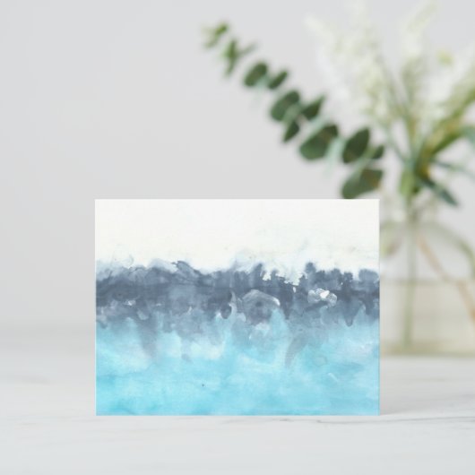 Layered Blues Abstrakte Malerei Postkarte (Stehend Vorderseite)