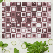 Layered Burgundy and Pink Square Pattern Geschirrtuch (Gefaltet)