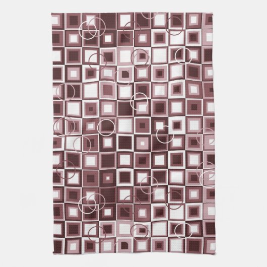 Layered Burgundy and Pink Square Pattern Geschirrtuch (Vertikal)