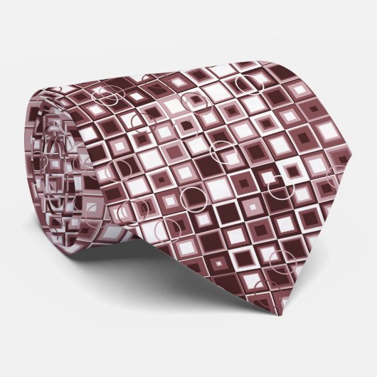 Layered Burgundy and Pink Square Pattern Krawatte (Gerollt)