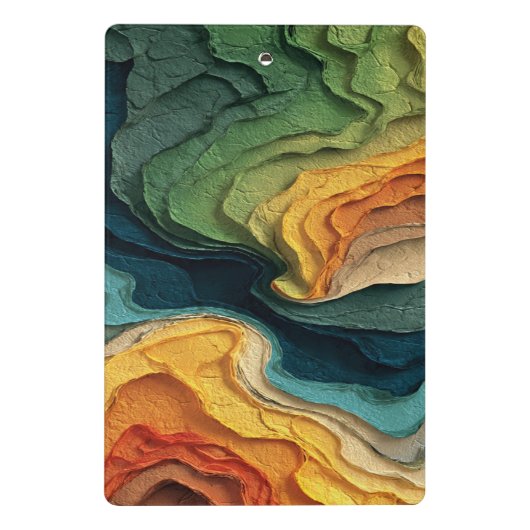 Layered Color Flow – Abstract Topographic Art Mini Klemmbrett (Rückseite)