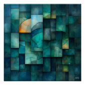 Layered Geometric Abstrakt Art - Aquamarin und bla Poster (Vorderseite)