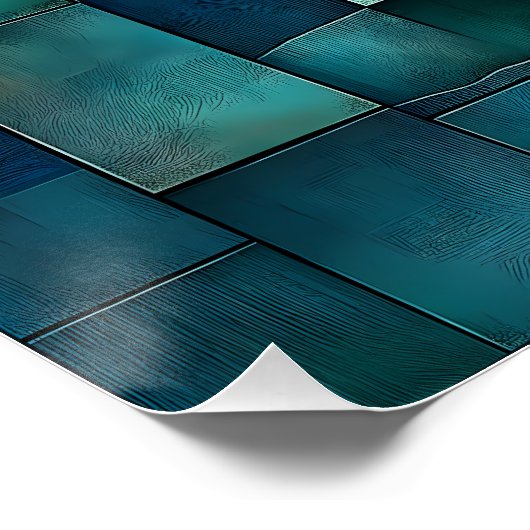 Layered Geometric Abstrakt Art - Aquamarin und bla Poster (Ecke)