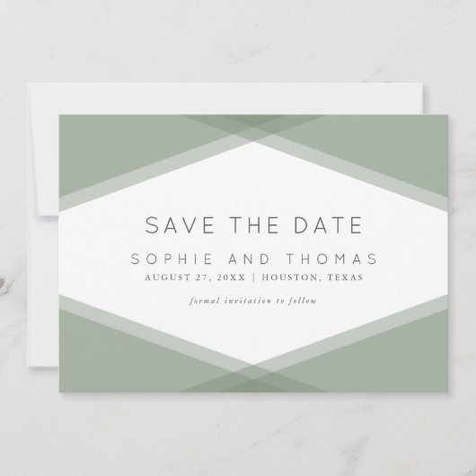 Layered Geometric & Blue Slate Save the Date Einladung (Vorderseite)