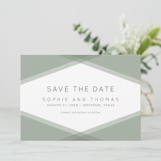 Layered Geometric & Blue Slate Save the Date Einladung (Stehend Vorderseite)