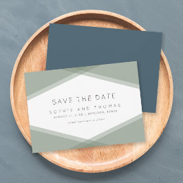 Layered Geometric & Blue Slate Save the Date Einladung