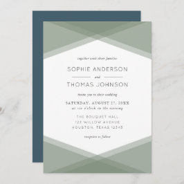 Layered Geometric & Blue Slate Wedding Einladung