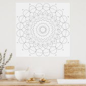 Layered Geometric Petal Star Mandala Outline Art Poster (Küche)