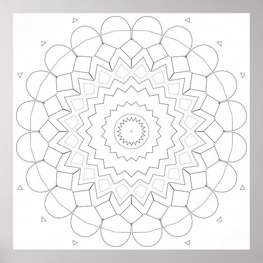 Layered Geometric Petal Star Mandala Outline Art Poster (Vorne)