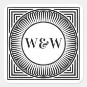 Layered Geometrische Monogram-Labels - Benutzerdef Quadratischer Aufkleber (Vorderseite)