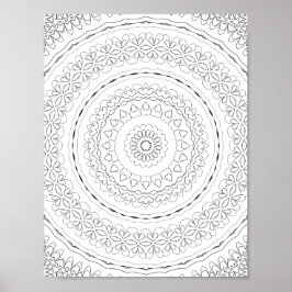 Layered Heart Rings Coloring Page Pattern Design Poster