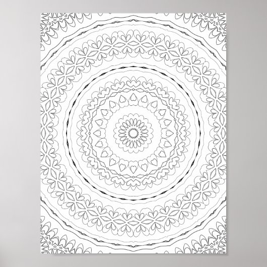 Layered Heart Rings Coloring Page Pattern Design Poster (Vorne)