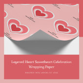 Layered Heart Sweetheart Celebration Wrapping Pape Geschenkpapier