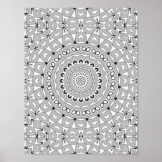 Layered Heartburst Coloring Page Pattern Artwork Poster (Vorne)