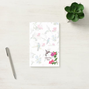 Layered Hummingbird Pink Garden Lrg Post-it Notes Klebezettel