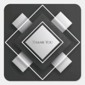 Layered Ivory & Charcoc Geometric Frame Wedding Quadratischer Aufkleber (Vorderseite)