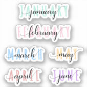 Layered Month Name Headers 1st Half (Jan to June) Aufkleber (Vorderseite)