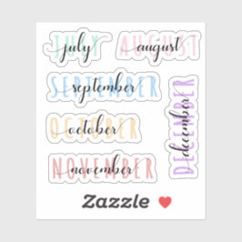 Layered Month Name Headers 2nd Half (July to Dec) Aufkleber