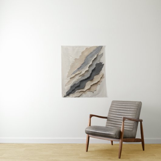 Layered Neutral Abstrakt Textur Moderne Bio Wandteppich (Beispiel)