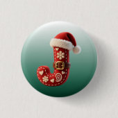 Layered Pastel Gold Trim Letter J Button (Vorderseite)