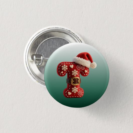 Layered Pastel Gold Trim Letter T Button (Vorne & Hinten)