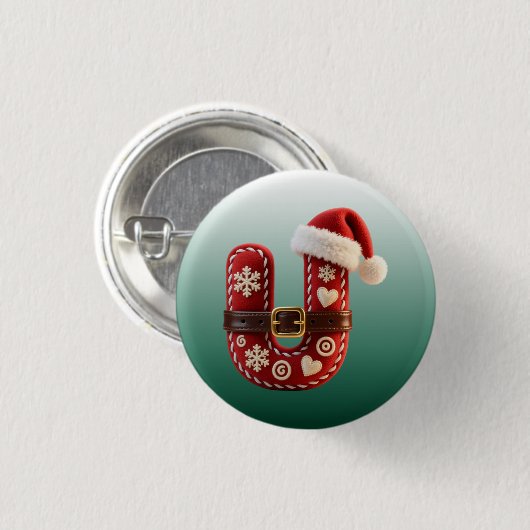 Layered Pastel Gold Trim Letter U Button (Vorne & Hinten)
