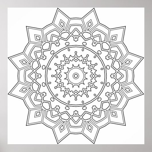 Layered Petal Star Mandala with Geometric Accents Poster (Vorne)