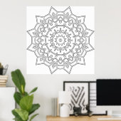 Layered Petal Star Mandala with Geometric Accents Poster (Heimbüro)