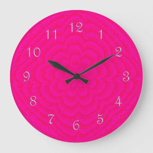 Layered Petals Round Wall Clock-PINK Große Wanduhr