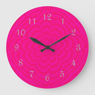 Layered Petals Round Wall Clock-PINK Große Wanduhr