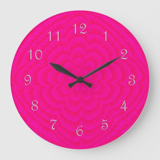 Layered Petals Round Wall Clock-PINK Große Wanduhr (Vorderseite)