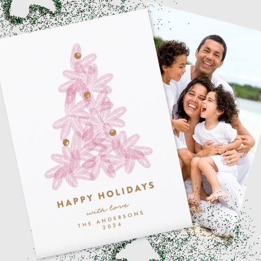 Layered Pink Weihnachtsbaum Feiertagskarte