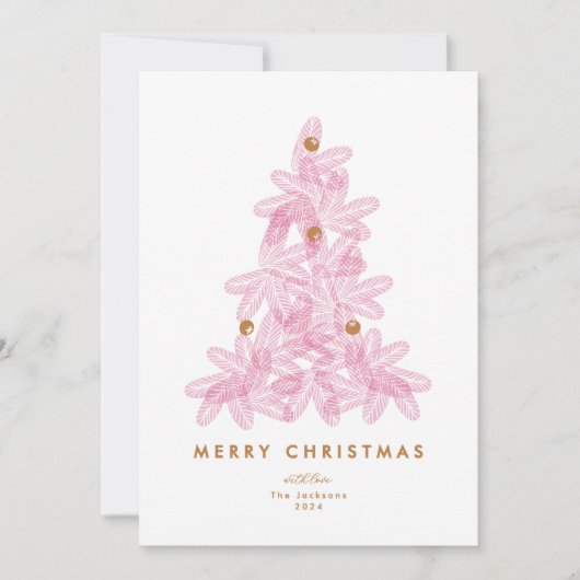 Layered Pink Weihnachtsbaum Feiertagskarte (Vorderseite)