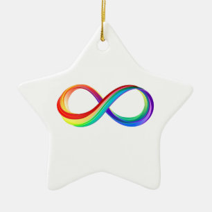 Layered Rainbow Infinity Symbol Keramik Ornament