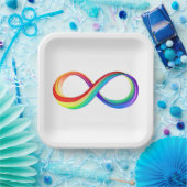 Layered Rainbow Infinity Symbol Pappteller (Party)