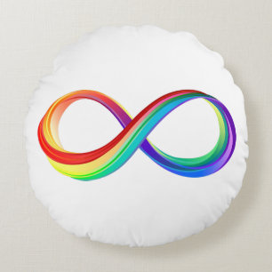Layered Rainbow Infinity Symbol Rundes Kissen