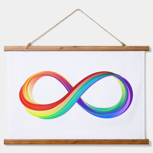 Layered Rainbow Infinity Symbol Wandteppich Mit Holzrahmen (Vorne)
