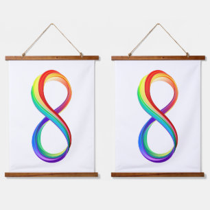 Layered Rainbow Infinity Symbol Wandteppich Mit Holzrahmen