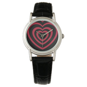 Layered Red & Black Heart Ästhetik Armbanduhr