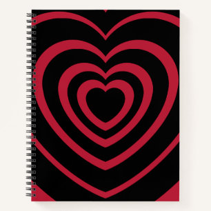Layered Red & Black Heart Ästhetik Notizblock
