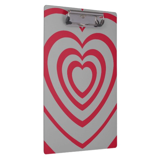 Layered Red & Gray Heart Ästhetik Klemmbrett (Rechts)