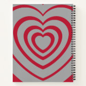 Layered Red & Gray Heart Ästhetik Notizblock (Rückseite)