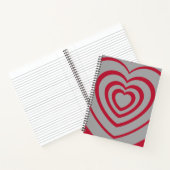 Layered Red & Gray Heart Ästhetik Notizblock (Innenseite)