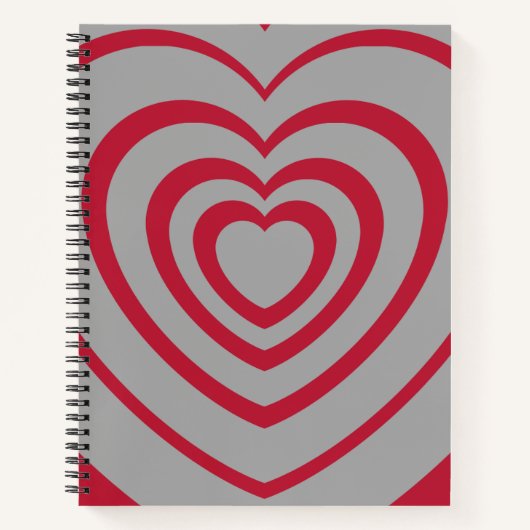 Layered Red & Gray Heart Ästhetik Notizblock (Vorderseite)