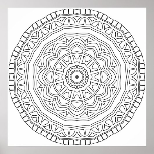 Layered Tribal Medallion Mandala with Border Art Poster (Vorne)