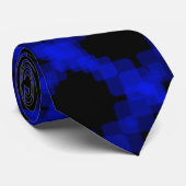 Layered True Blue Squared On Black Pattern         Krawatte (Gerollt)