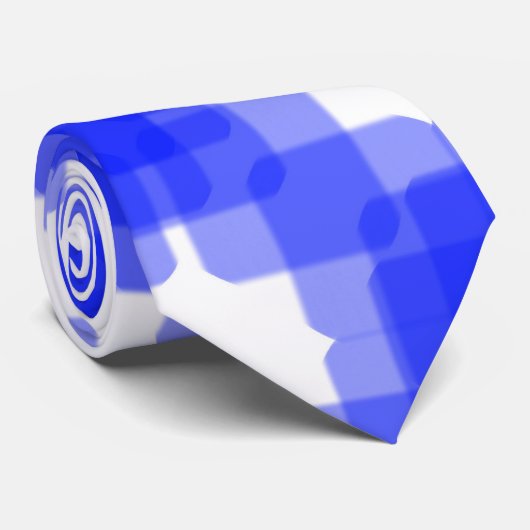 Layered True Blue Squared On White Pattern Krawatte (Gerollt)
