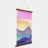 Layered Watercolor Mountains Wandteppich Mit Holzrahmen (Gewinkelt)
