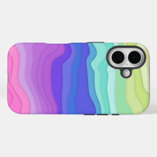 Layered Waves iPhone Case | Kawaii Pastel (Rückseite (Horizontal))